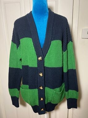 LA LIGNE X Target Navy Blue Stripe V Neck Oversized Cardigan Women’s Small